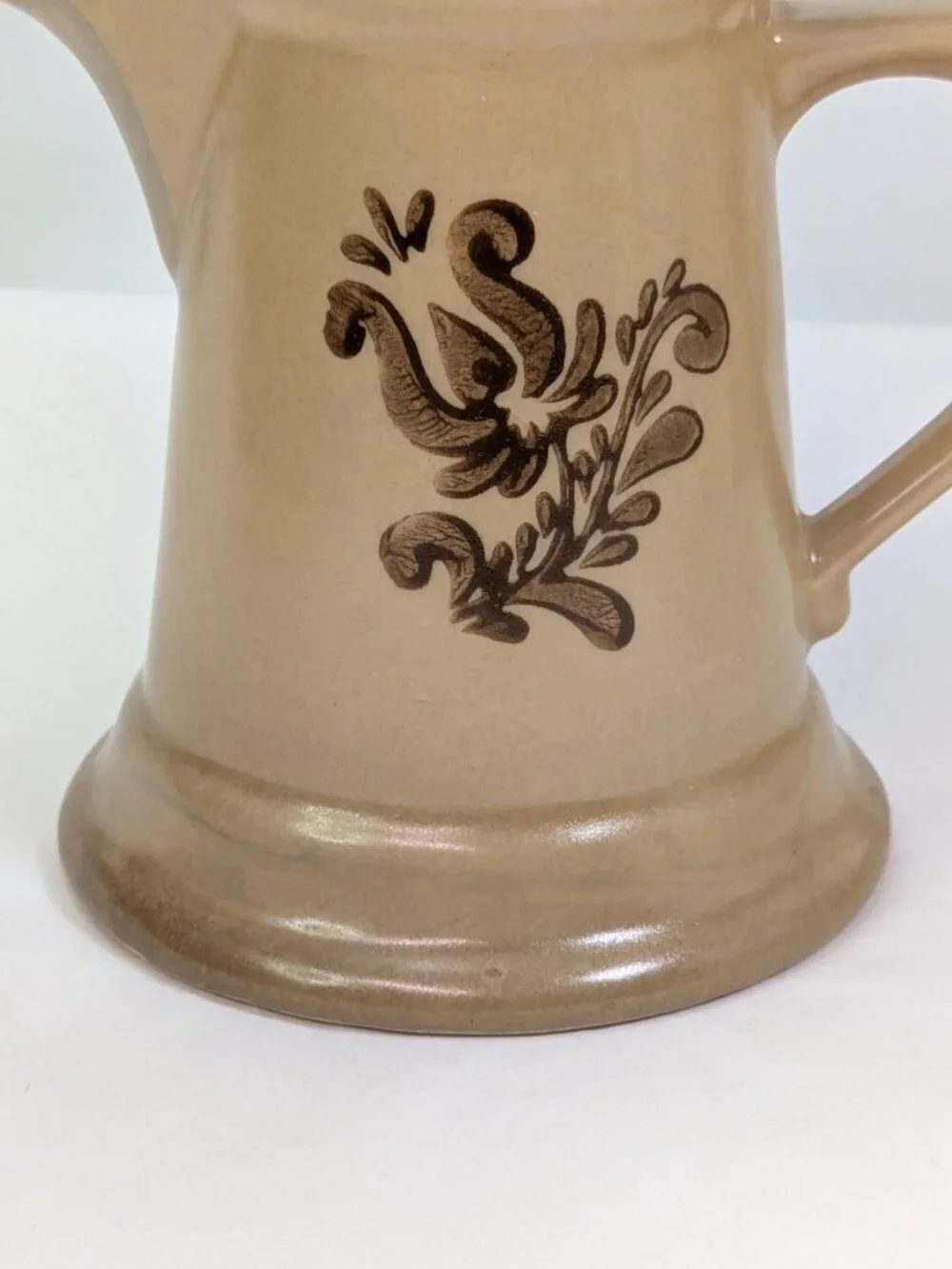 Rustic Farmhouse Stoneware Pitcher Warm Toast Brown Bud Vase Cottagecore Decor